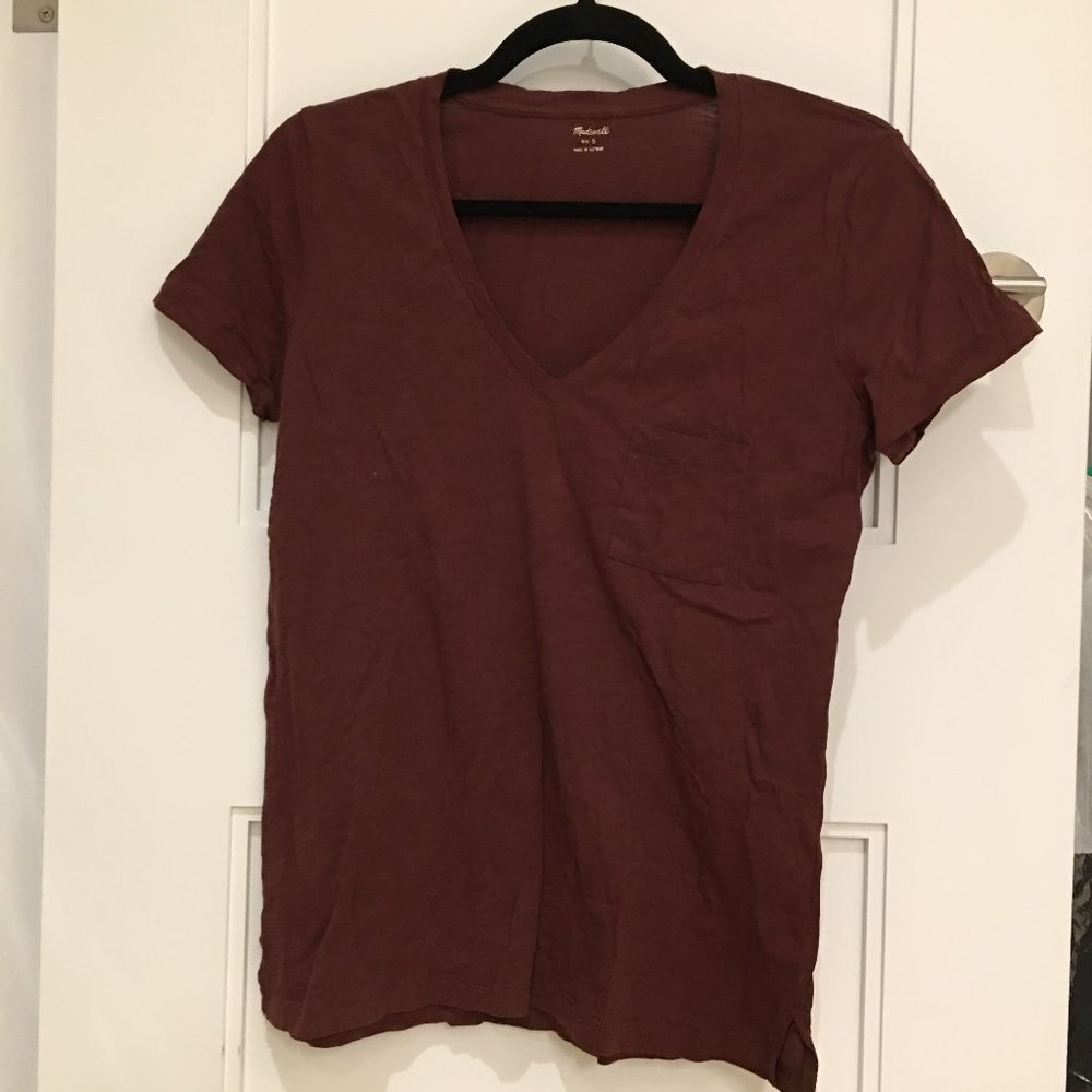 Madewell Burgandy V-Neck Tee